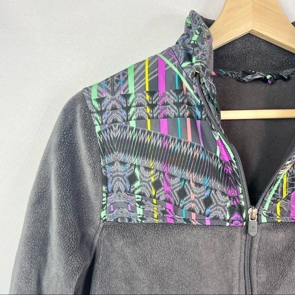 Fila Gray Colorful Stripe Fleece Full Zip Athletic Jacket XS - Picture 3 of 3